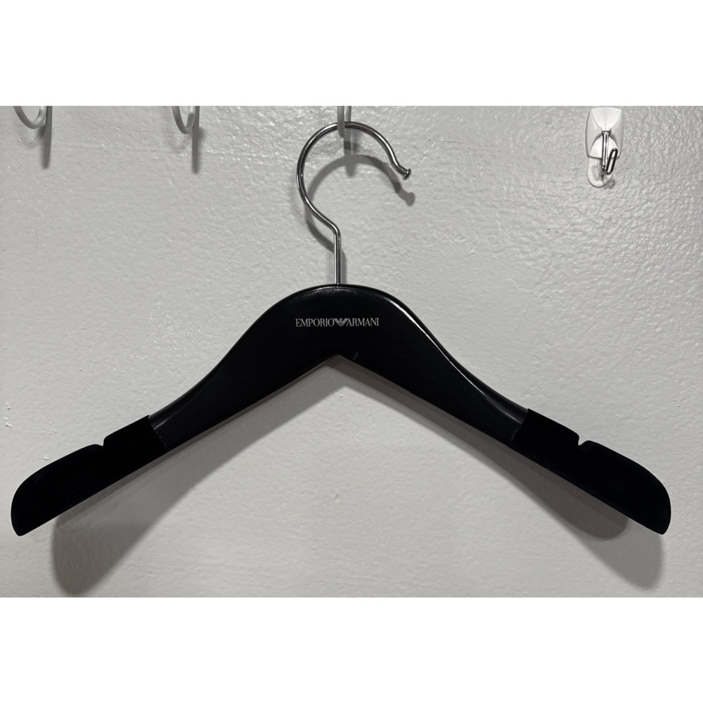 EMPORIO ARMANI Logo Black Wood Hanger For Suit Blazer, Sweaters, Shirts, Jackets